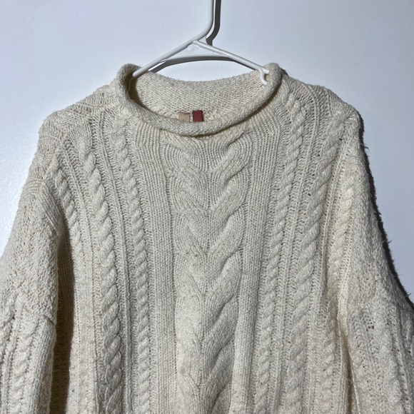Anthropologie Pilcro Cream Cable Knit Mock Neck Cropped Sweater Women's Small‎ - Picture 2 of 7